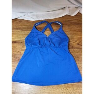 Lands End Size 6 D UNDERWIRE  Blue Tankini Top